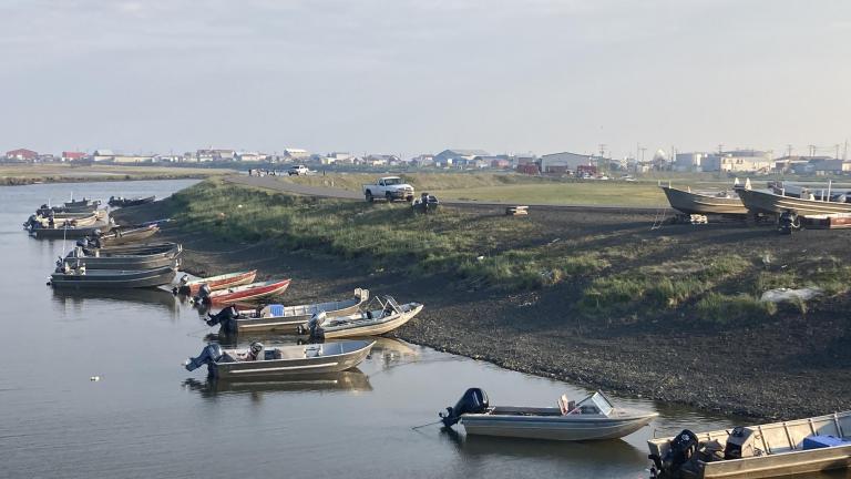 Shoreline of a native Alaskan fishing community in Norton Sound