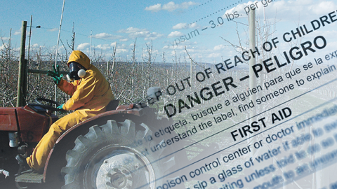 Pesticide handler on tractor