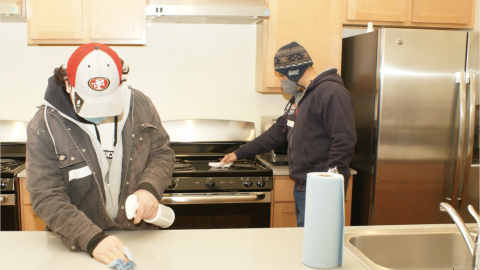 people cleaning