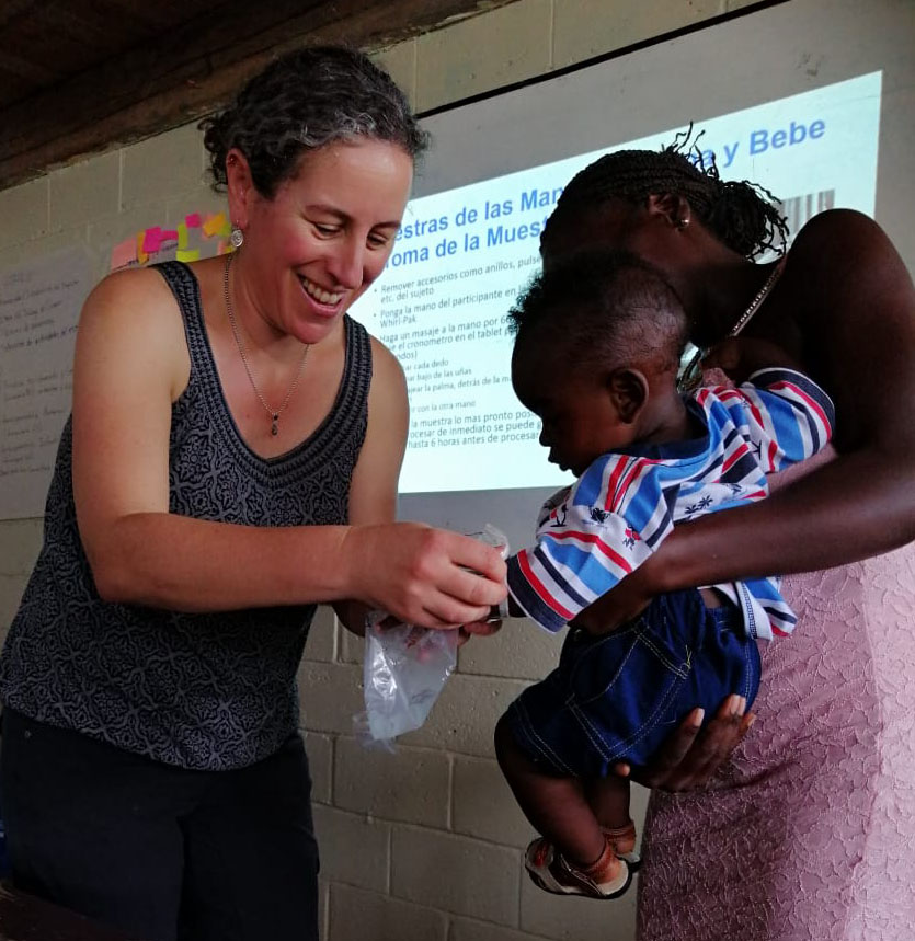 Karen working with baby