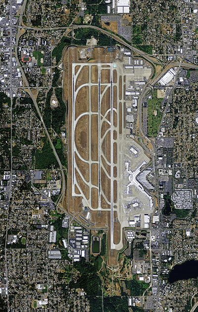 Overhead photo of SeaTac and surrounding communities. 