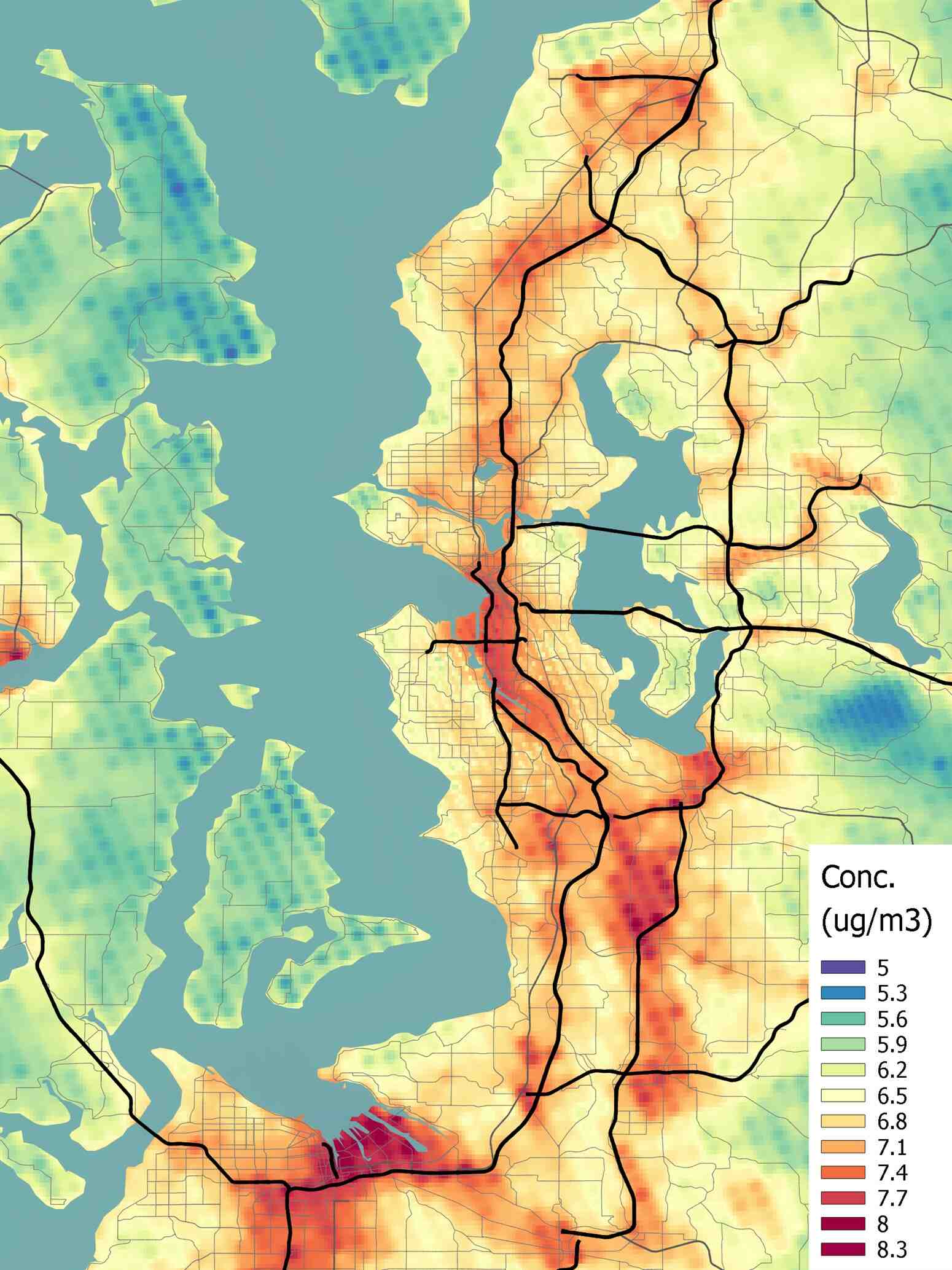 Map of average PM2.5 predictions