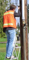 Air monitoring worker at an air monitoring site.