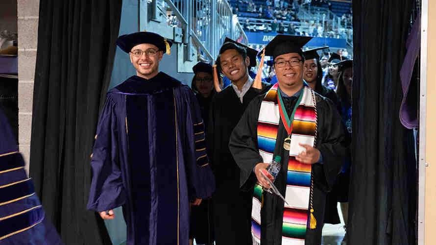 Students exiting the stadium after the SPH graduation ceremony.