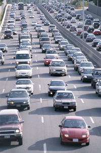 Heavy traffic on a freeway