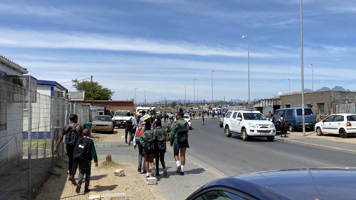 kids walking to school in africa