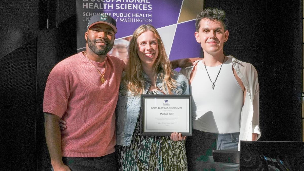 Amalawa, Marissa and Hunt pose after Marissa accepted her award. 