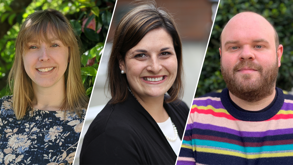 Headshots of Rebekah Petroff, Nicole Errett, and Michael Treptor