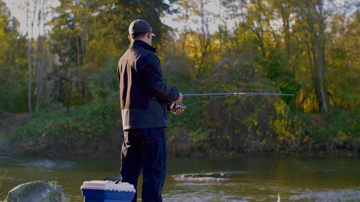 Man fishing in the Duwamish River