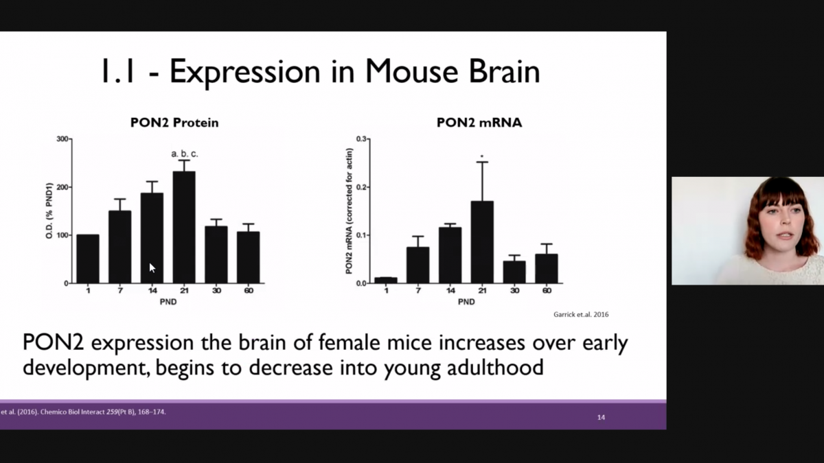 Screenshot of a slide from Jacqueline Garrick's defense talk with her image to the right